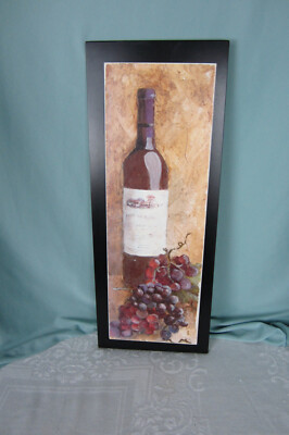Unbranded Wall Art About 8 ins wide by 20 ins tall Bottle of Wine Fresh Grapes
