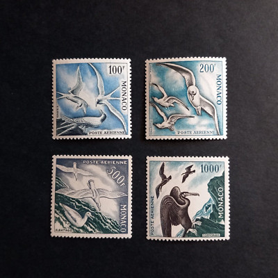 MONACO 1955 / LUFTPOST, SERIE VON 4 WERTEN INTAKT POSTFRISCH ** C / ZERTIFIKAT