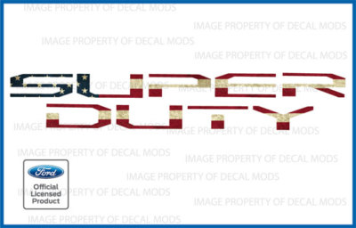 17 - 22 Ford F250 Super Duty hood grille Letters Decals Stickers USA FLAG WORN