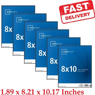 New Mainstays 8x10 Black Format Front Loading Picture Frame Set of 6/Set of 12