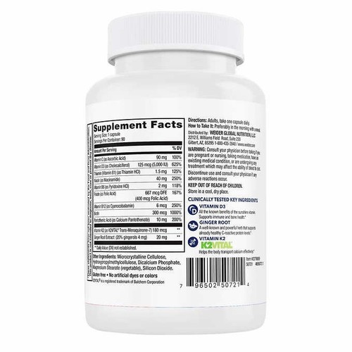 Weider Artery Health with Vitamin K2 Plus D3, 90 Veggie Caps - Picture 6 of 6