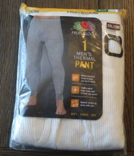 Fruit of the Loom Men's White Waffle Thermal Base Layer Pants Sz 2XL Tagless NWT