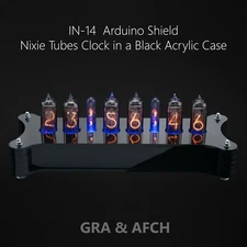IN-14 Arduino Shield Nixie Tubes Clock Black Acrylic Case Temp sensor GPS Remote