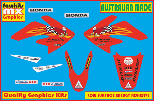 HONDA CRF 70-80-100 WOODY MX GRAPHICS KIT STICKER KIT STICKERS BUBBLE FREE - Picture 2 of 4