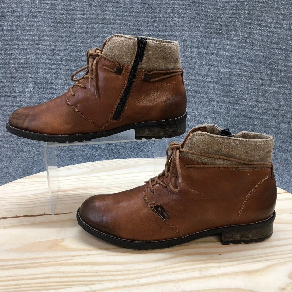 Botines Remonte para mujer 39 marrón con cordones cremallera lateral cuero puño de piel sintética Foto 2 de 4