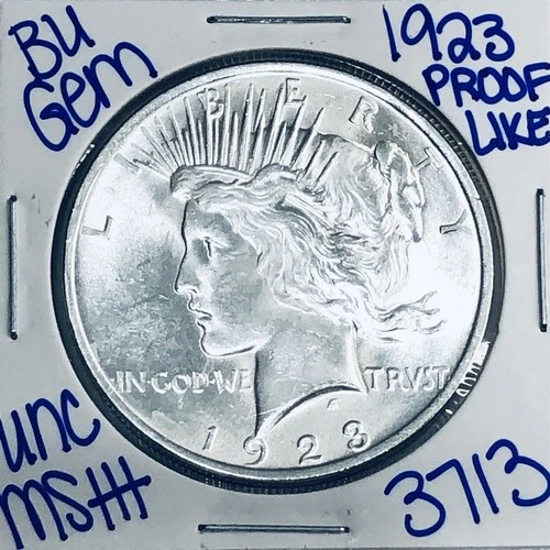 1923 BU UNCIRCULATED SILVER PEACE DOLLAR AUTHENTIC U.S. MINT FREE SHIPPING 3713