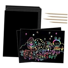 Scratch Art Rainbow Paper 36 Sheets, Colorful Magic Papers Black Scratch Cards