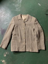 Vintage 1990s Barneys New York Houndstooth Wool Jacket Brown Preppy 5-Button