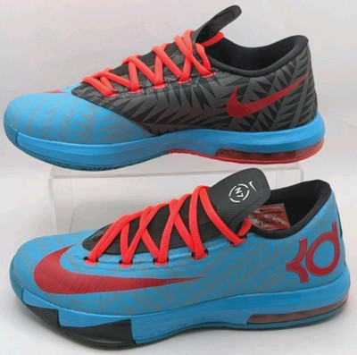 Nike KD 6 N7 Blue Red Men's Basketball Shoes Size 9 NEW