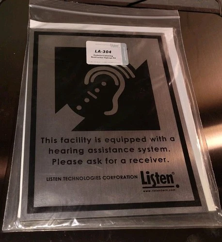 New! Listen Technologies LA-304 Assistive Listening Notification Signage Kit