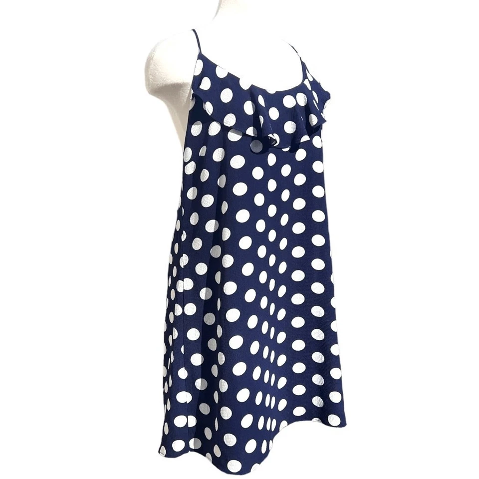Vestido recto Lucy Love para mujer talla mediana azul marino a lunares con volantes espalda deportiva nuevo con etiquetas Foto 2 de 4