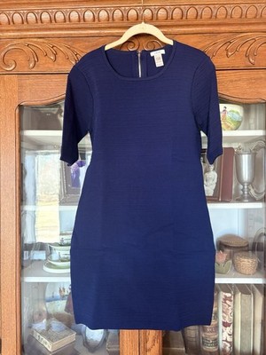 CACHE SIZE LARGE WOMENS NAVY BODYCON HALF SLEEVE KNEE LENGTH DRESS