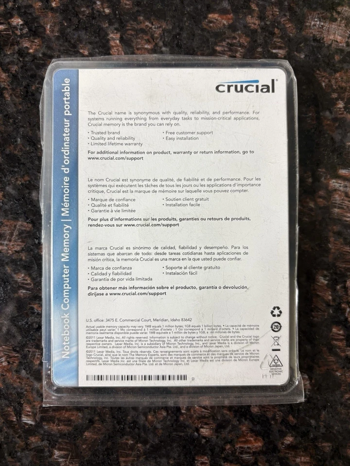 Crucial 8gb Kit2-4gb 204-pin Dimm Ddr3 Pc3 8500 Cl7 Memory Module - Image 2 of 2