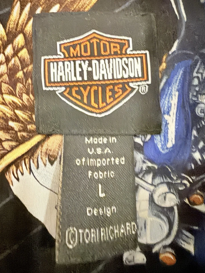 Camisa Harley Davidson Tori Richard Hombre Grande Negra Live to Ride Manga Corta Foto 2 de 4