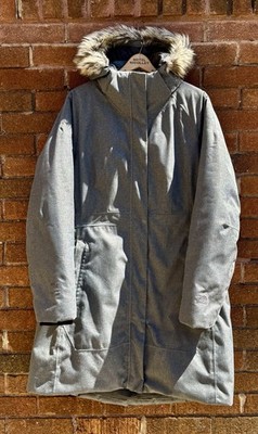 The North Face Jacket Women's XL Arctic Parka II 550 Down Gray Faux Fur Hooded