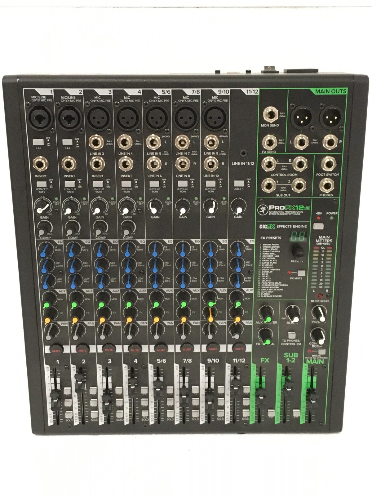 Mackie Pro FX12 V3 12-Channel Professional Effects Mixer with USB,Power Cord QTY