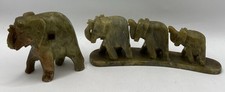 Vintage Hand Carved Stone Elephants India Goo...