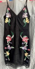 GUESS Ainsley Embroidered Dress Women’s Size 8 Black Floral Mesh NWT MSRP $148