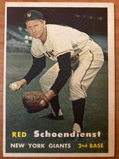 NEW YORK GIANTS: 1957 Topps #154 Red Schoendienst - VG-EX to EX