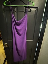 Rolla Coster Purple Midi Slip Dress Cowl Neck Adjustable Straps Zip S