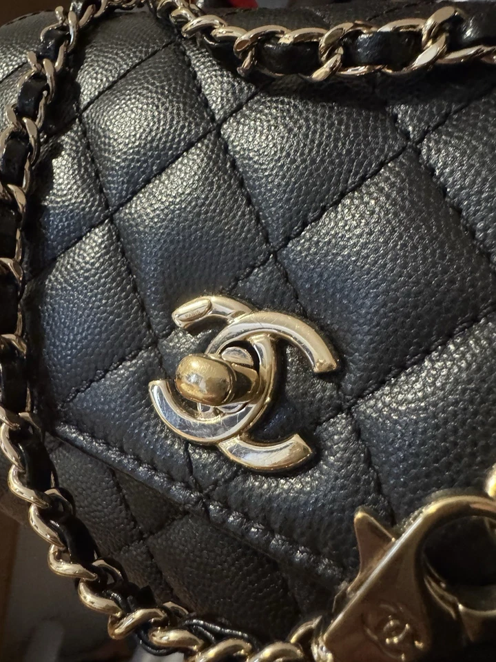 Chanel Coco Flap Black Caviar Leather Quilted Top Handle/Shoulder Bag - Image 2 of 4