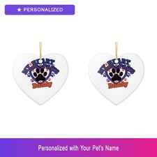 Custom German Shepherd Paw Print Set of 2 Ornament Personalized Pet Name