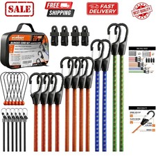 28-Piece  Bungee Cords with Hooks, Includes 10”, 18”, 24”, 36”, 48”, Bungee C...