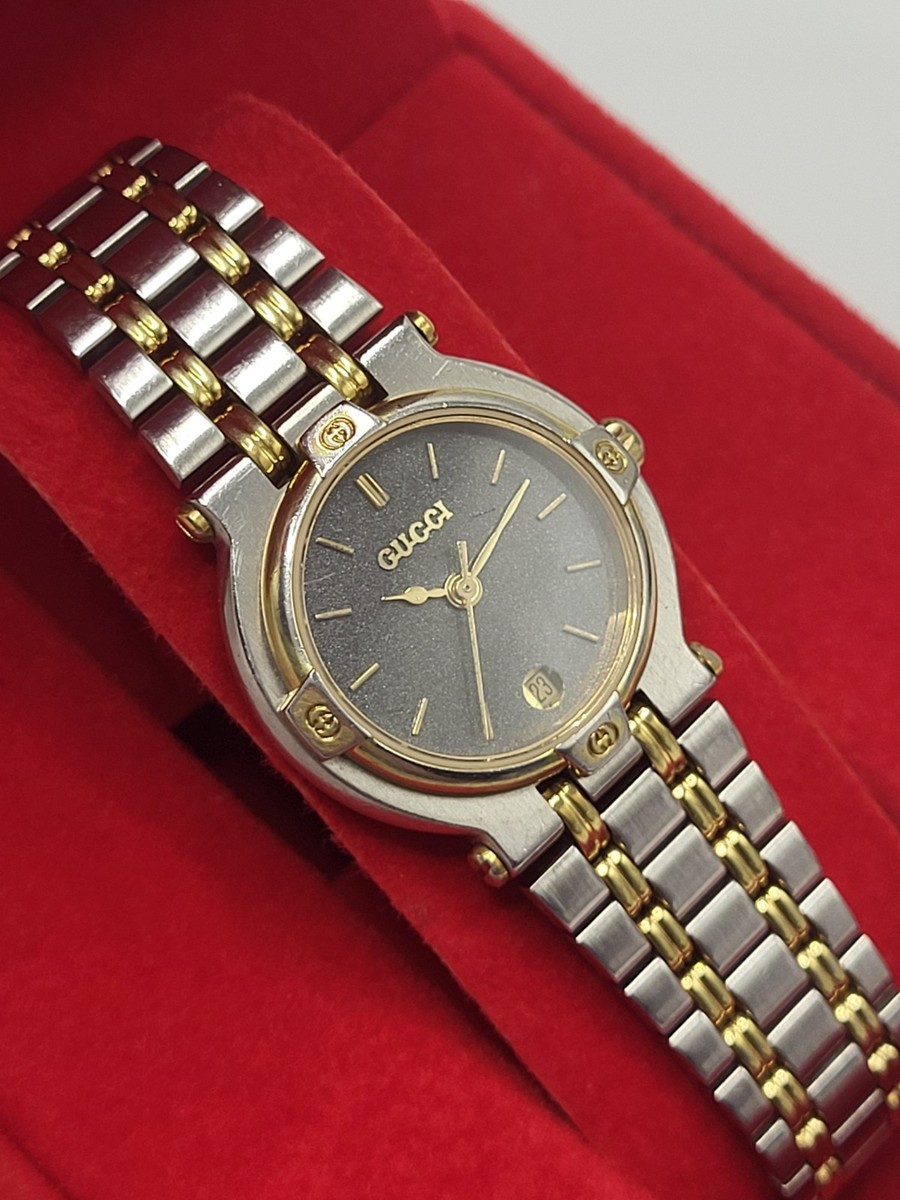 GUCCIレディース9000Lクォーツ Near MINT] Vintage GUCCI 9000L 25mm Gold Black Women's Quartz