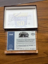 Enron Corporation Momento Lucite Stock Certificate In Original Box