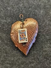 Artisan OOAK Copper "Puffy" Heart Pendant Cold Connect Mixed Media Assemblage