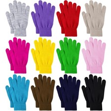 12 Pairs Stretchy Winter Gloves for Men, Women, Teens - Warm Knit Magic Gloves