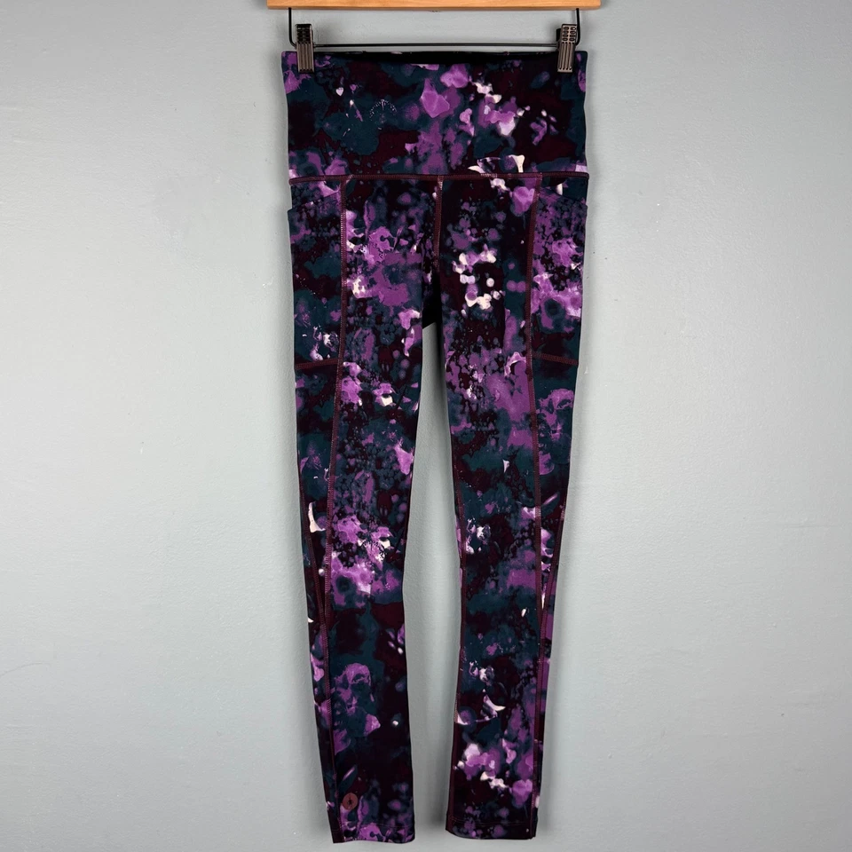 Leggings Smartwool Active para mujer pequeños púrpura iris acuarela lana 7/8 25" HR Foto 2 de 4