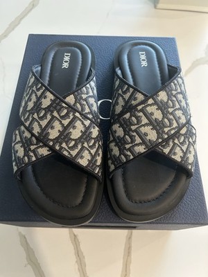 Dior Men s Alias Sandal Size 41 US8 Beige Black  Oblique Jacquard 3SA126ZSA_H961