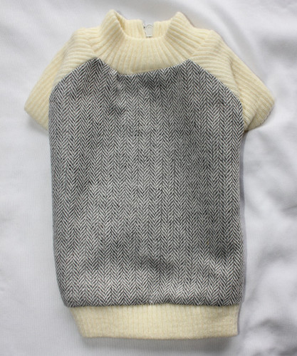 Dickens' Closet Dog Gray White Herringbone Zip Jacket Size XS