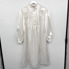 Vintage Vandemere Satin Nightgown Size Large Pintuck Victorian Coquette White