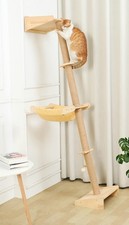 Wall Cat Tree with Hammock, 76 Tall Furniture Lean Against Cats Climbing Tower