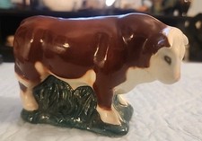 1953 Messer Pottery Bowman, ND Hereford Bull Cow Figurine No Damage Bottom Mark