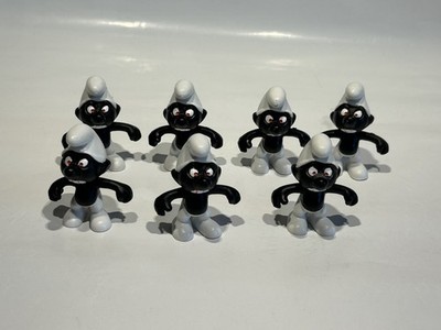 7 x Wütender Black  Schlumpf Smurf - rote Augen + Zähne - Schleich Portugal neu