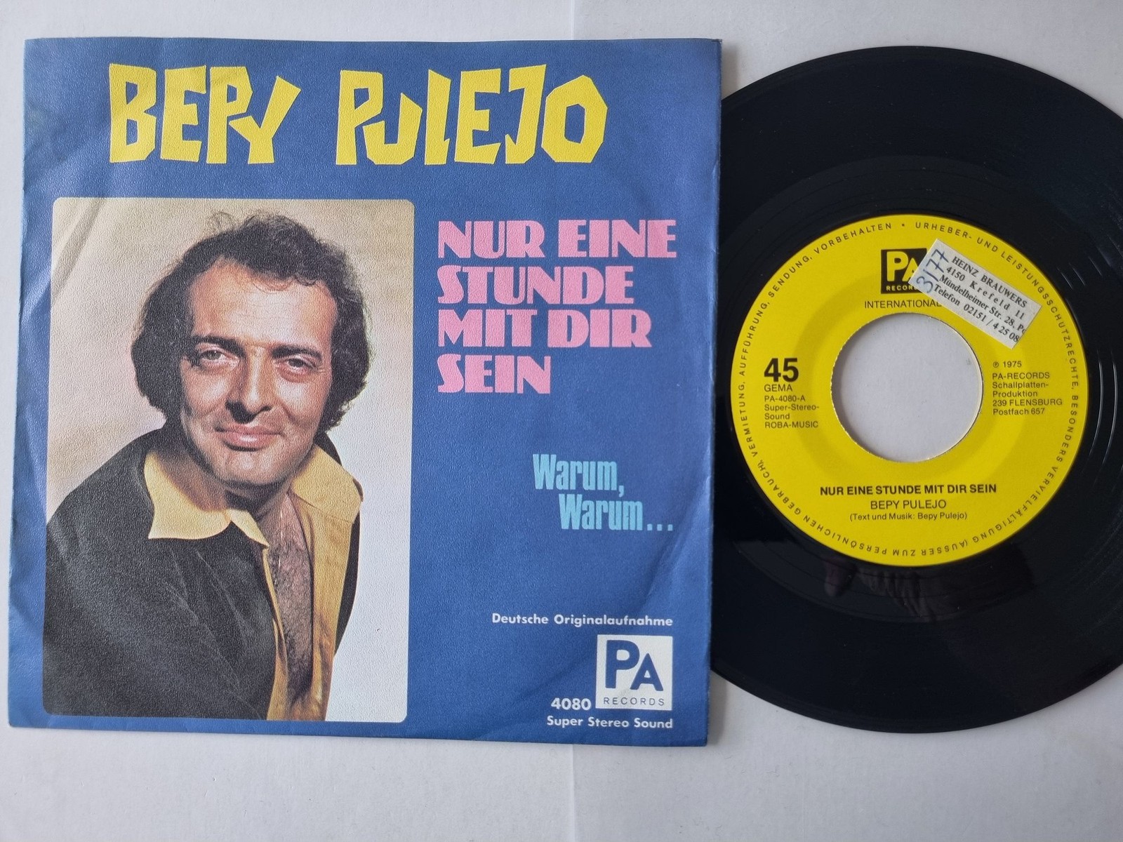 Bepy Pulejo - Nur Eine Stunde Mit Dir Sein 7'' Vinyl Germany