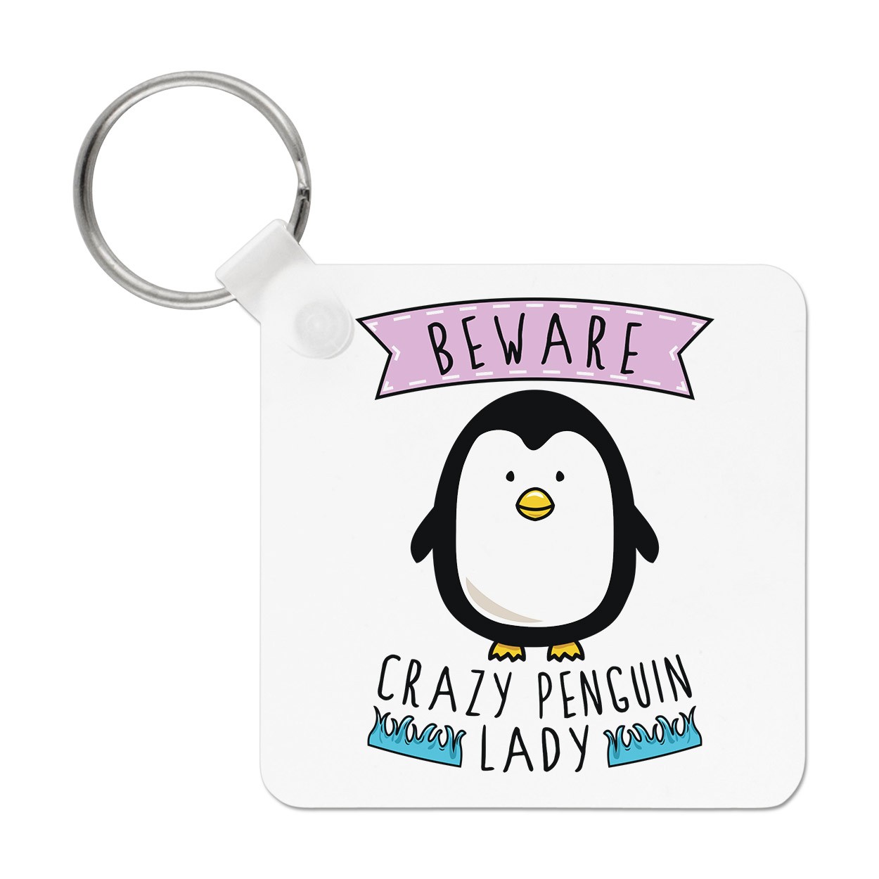 Beware Crazy Penguin Lady Keyring Key Chain - Funny Animal