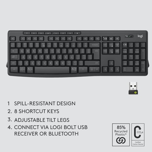Logitech MK370 Combo for Business, Full-Size Wireless Keyboard and Wireless Mous - Photo 9/10