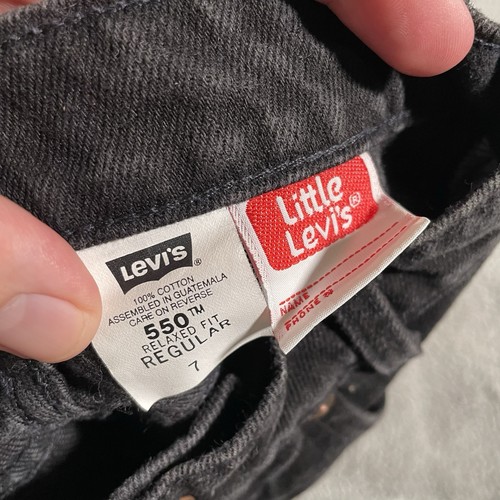 Vintage Little Levis 550 Black Jeans Size 7 Boys Orange Tab Relaxed Denim 90s - Picture 7 of 10