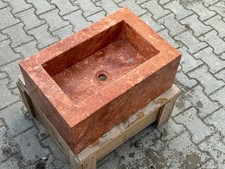 Fregadero de mármol travertino rojo - Decoración de lavabo de baño de piedra natural de lujo