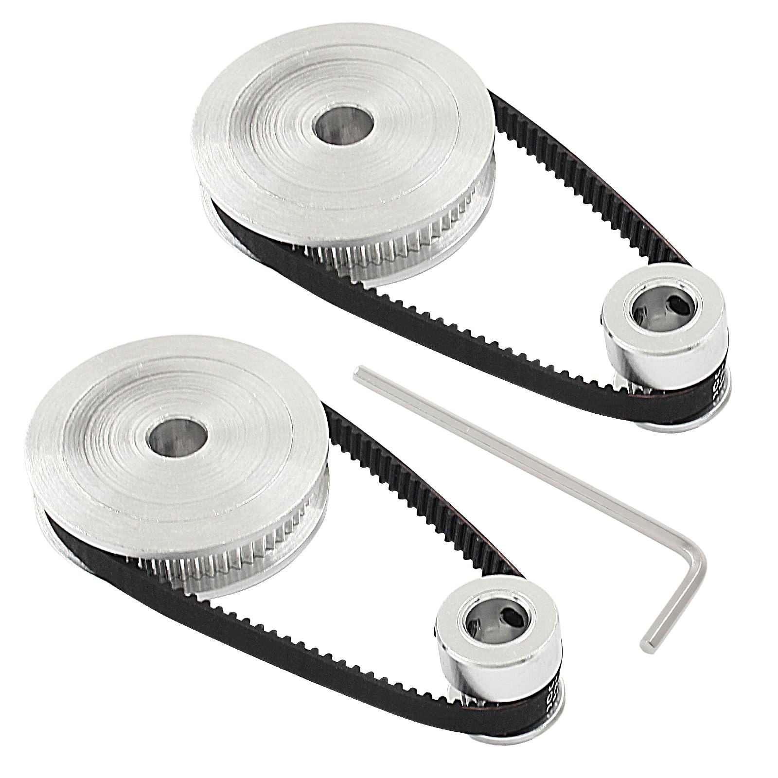 GT2 Synchronous Timing Pulley Kit 20T 60T 8mm Bore Aluminum 200mm Belt 6mm Width