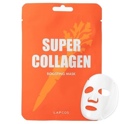 LAPCOS Super Collagen Sheet Mask Set of 10 Hydrating Face Masks w/Peptide Korean