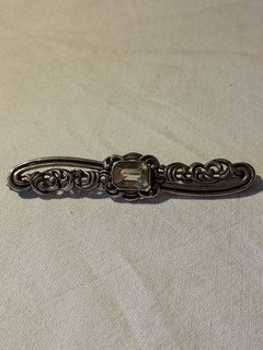 Brosche Schleife mit Stein Silber 835 Vintage