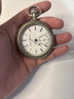 Antique Elgin Pocket Watch Roman Dial Parts or Repair Only-Broken Hand-Cracked