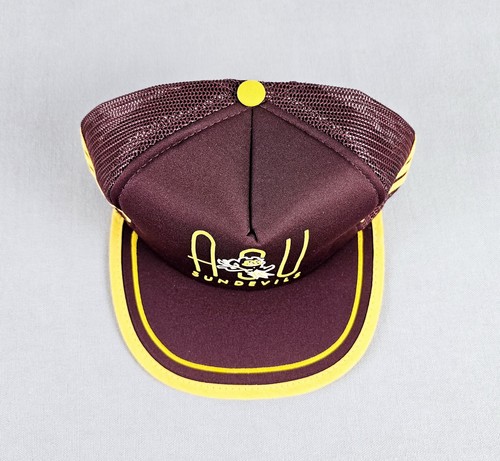 Vintage Arizona Sun Devils 3 Stripe Trucker Mesh Back Hat Cap New Old Stock - Picture 3 of 8