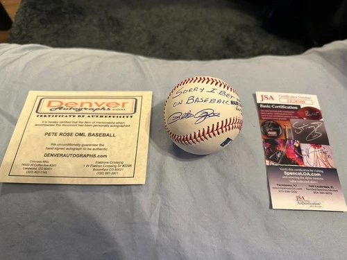 Pete Rose Signed Autographed MLB Baseball HOF Reds Phillies JSA COA