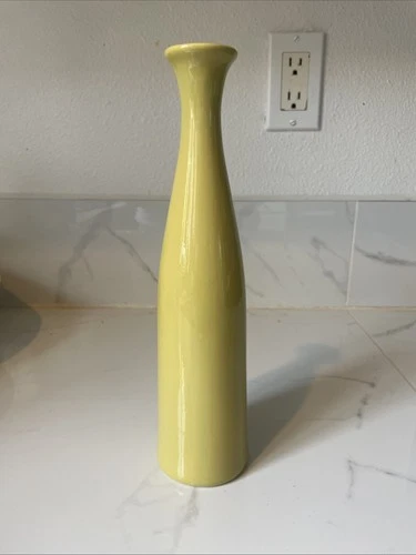 Royal Haeger  Cylinder  Bud Vase 2004 Ceramic Chartreuse Green Yellow 10.5” Tall